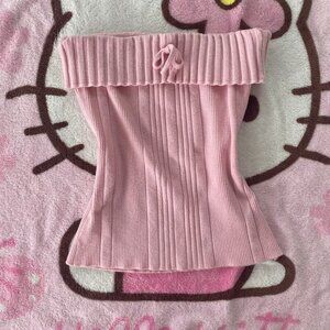 Pastel Pink Shein Crop Top w./ Bow